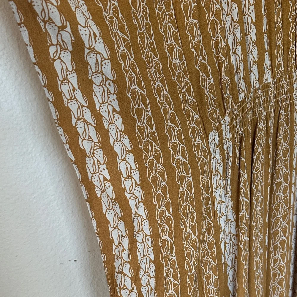 Manaola Striped Caftan Maxi Dress in Mustard and White - Picture 4 of 5